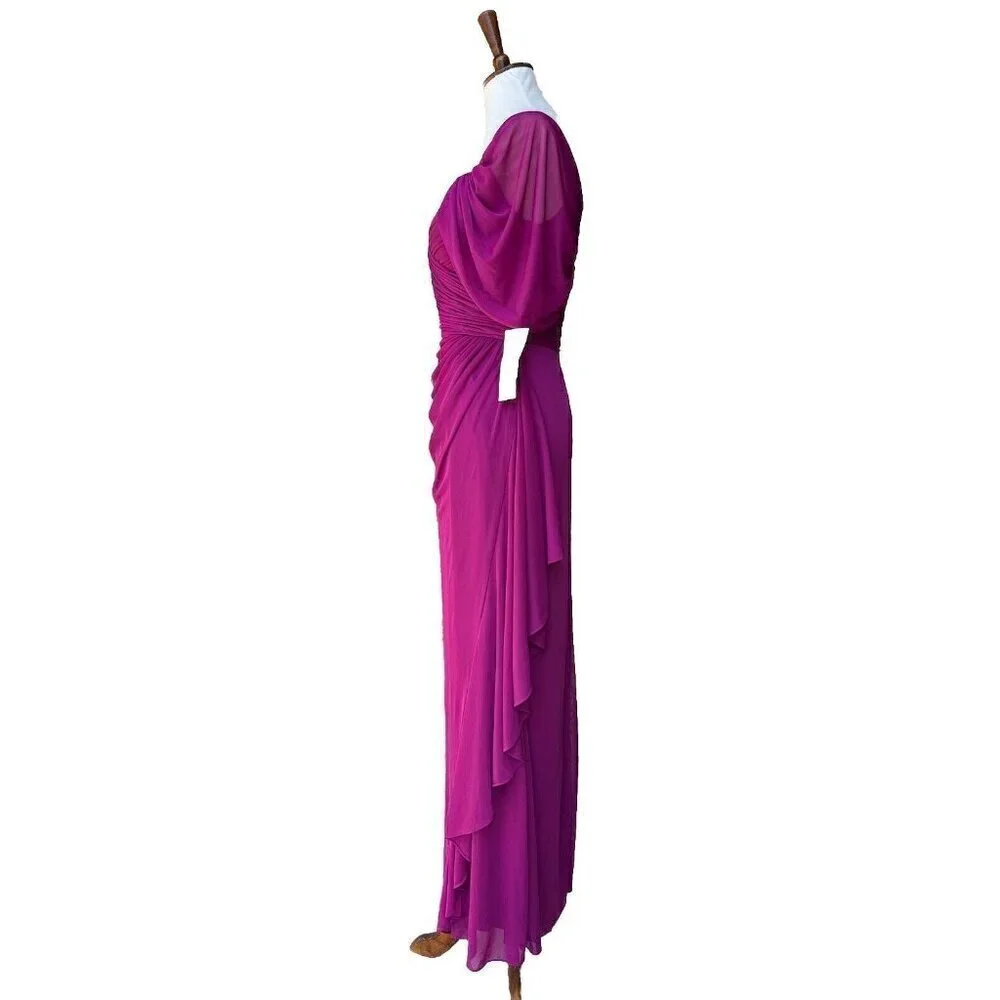 Women's Alex Evenings Shirred Mesh Gown Dress Size 6 Purple NWOT - Picture 11 of 14